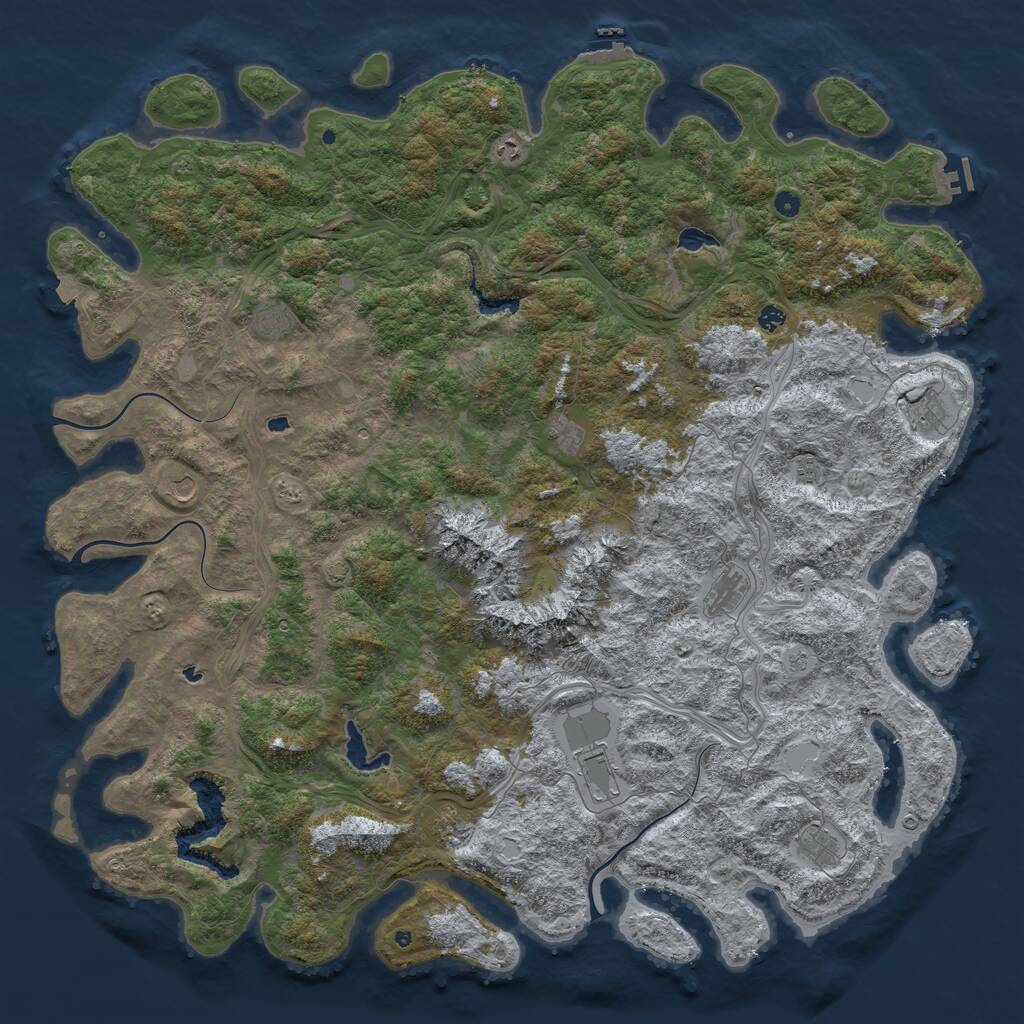Rust Map: Procedural Map, Size: 6000, Seed: 922223, 17 Monuments