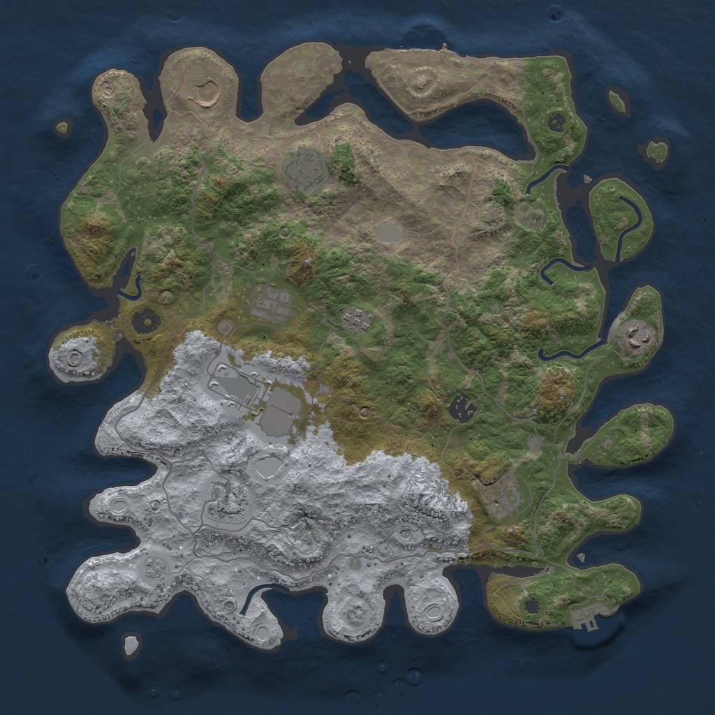 Rust Map: Procedural Map, Size: 4000, Seed: 770598357, 17 Monuments