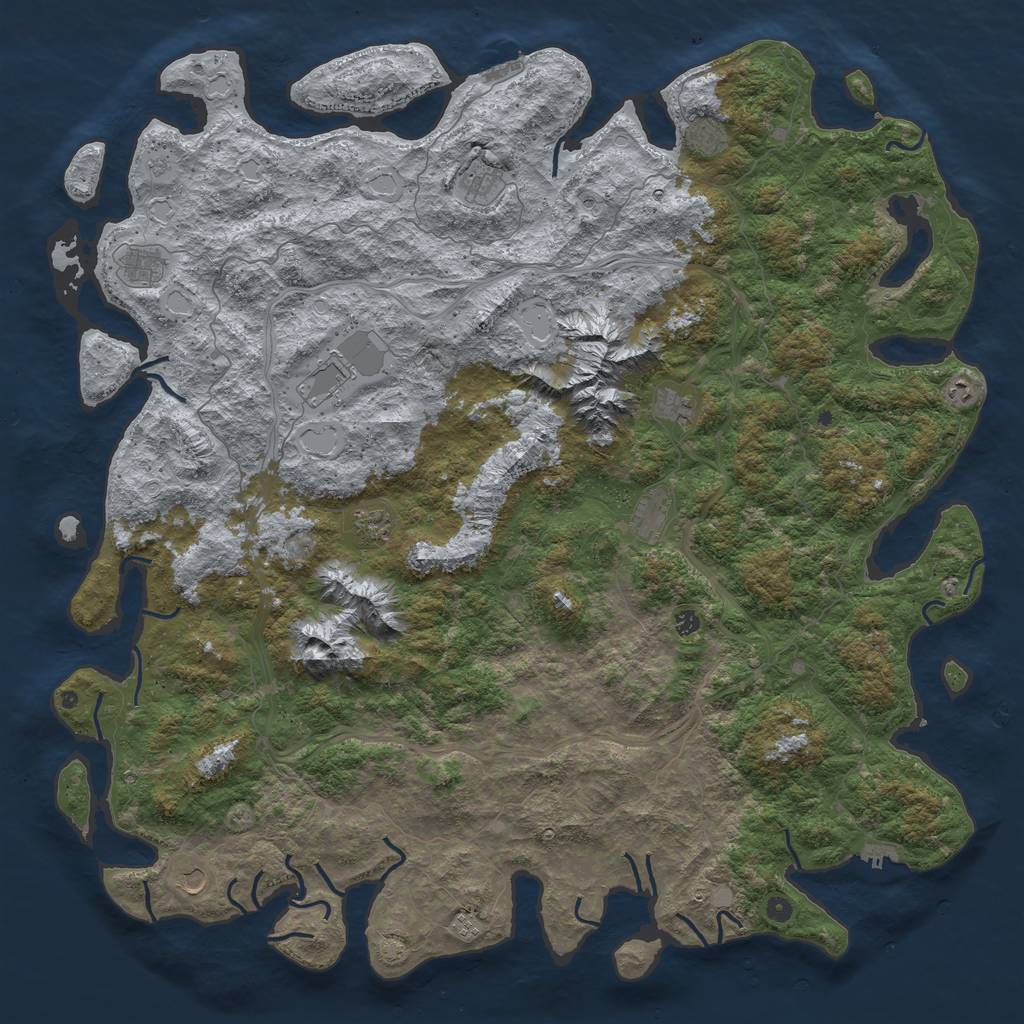 Rust Map: Procedural Map, Size: 6000, Seed: 54848973, 19 Monuments