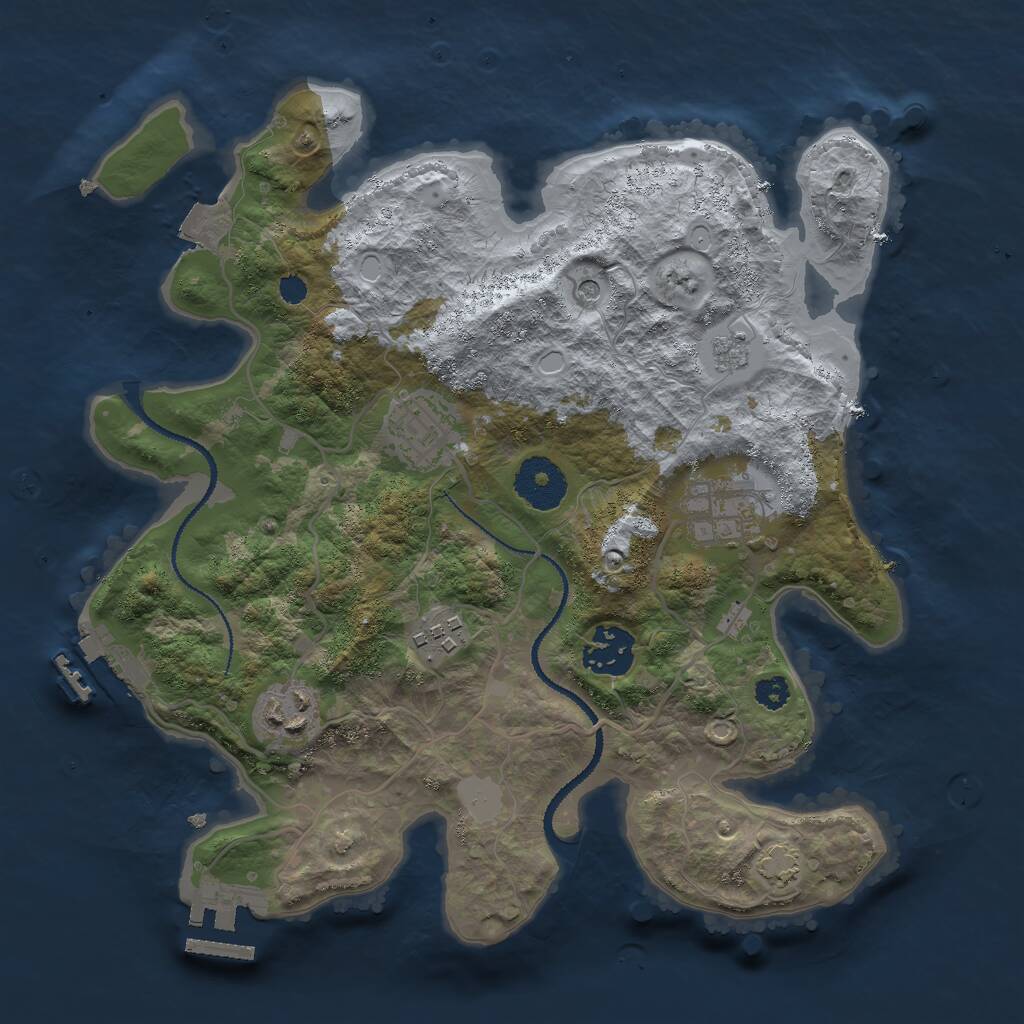 Rust Map: Procedural Map, Size: 3000, Seed: 9793, 11 Monuments