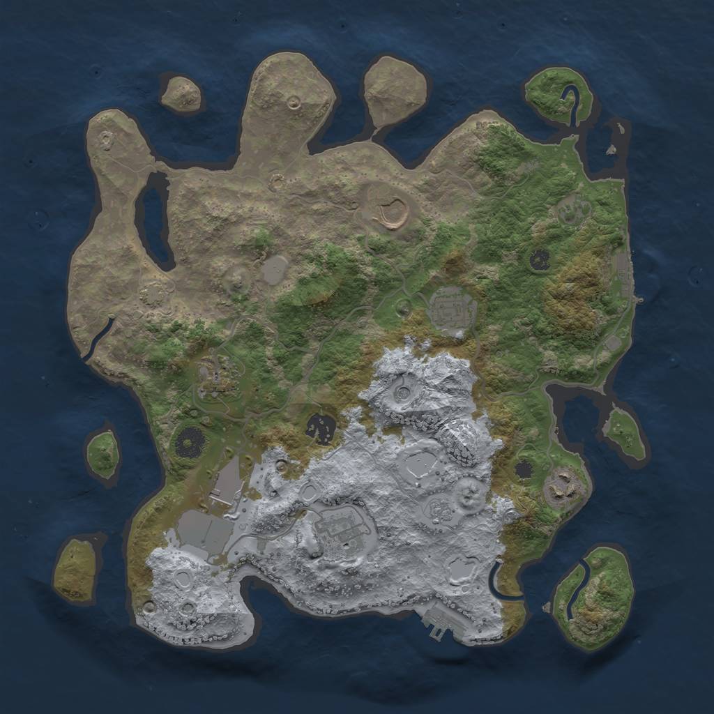 Rust Map: Procedural Map, Size: 3500, Seed: 23454, 15 Monuments
