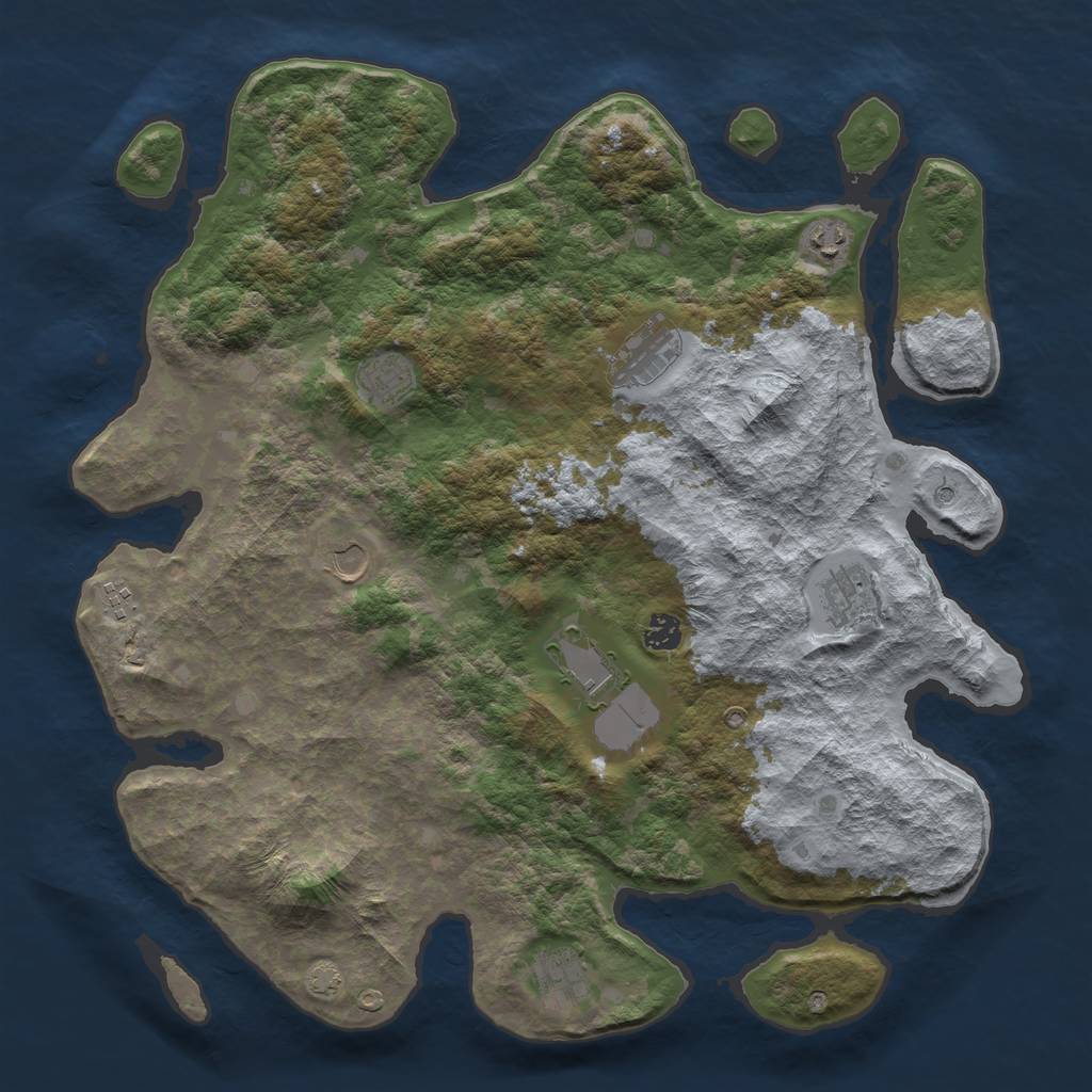 Rust Map: Barren, Size: 4300, Seed: 14340050, 13 Monuments