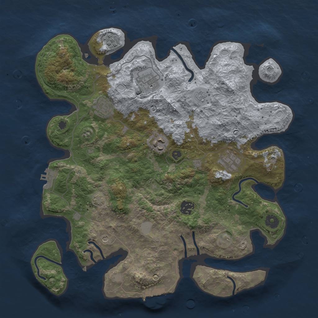 Rust Map: Procedural Map, Size: 3450, Seed: 26908915, 14 Monuments