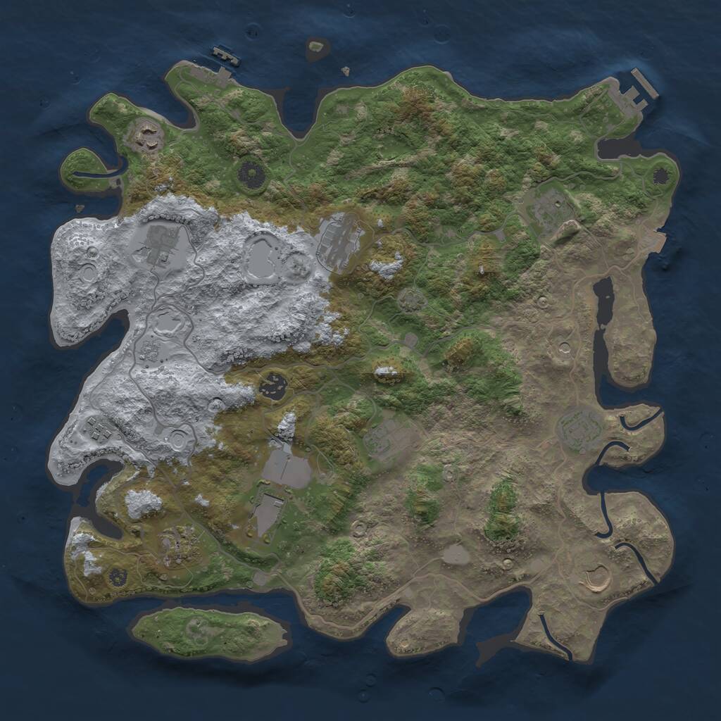 Rust Map: Procedural Map, Size: 4000, Seed: 447926810, 17 Monuments