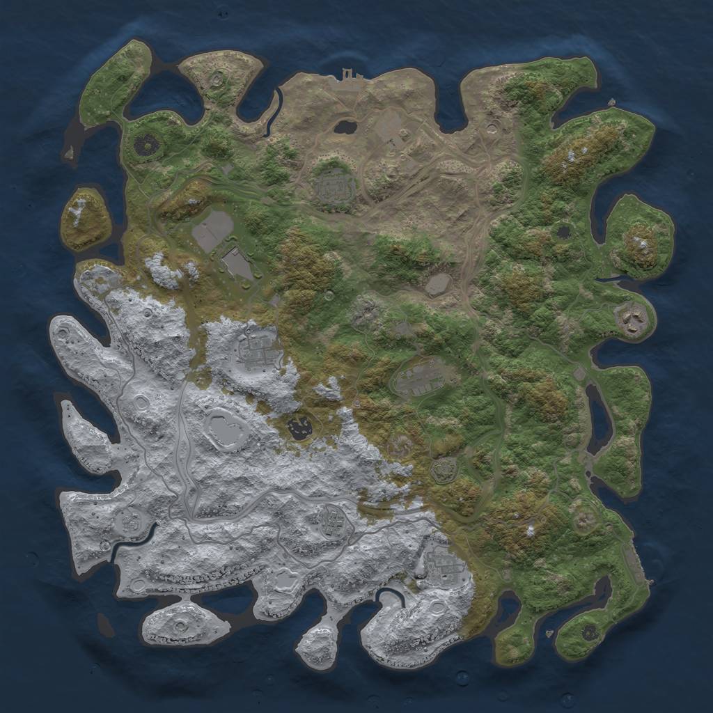 Rust Map: Procedural Map, Size: 4500, Seed: 828871027, 17 Monuments