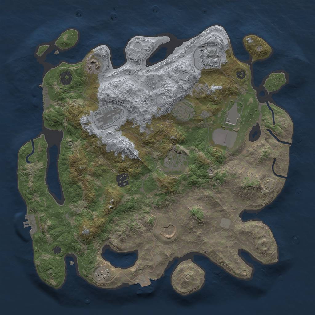 Rust Map: Procedural Map, Size: 3500, Seed: 742389343, 16 Monuments