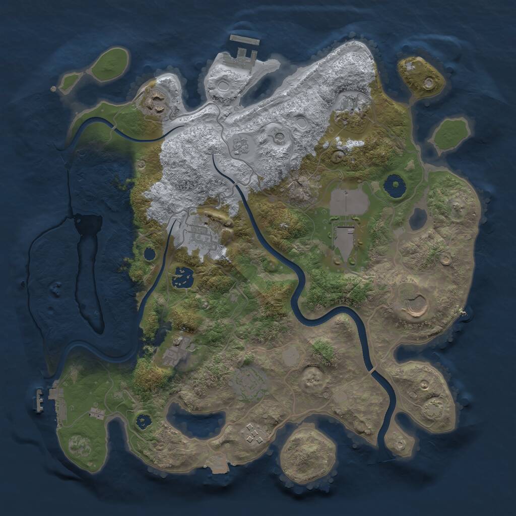 Rust Map: Procedural Map, Size: 3500, Seed: 742389343, 15 Monuments