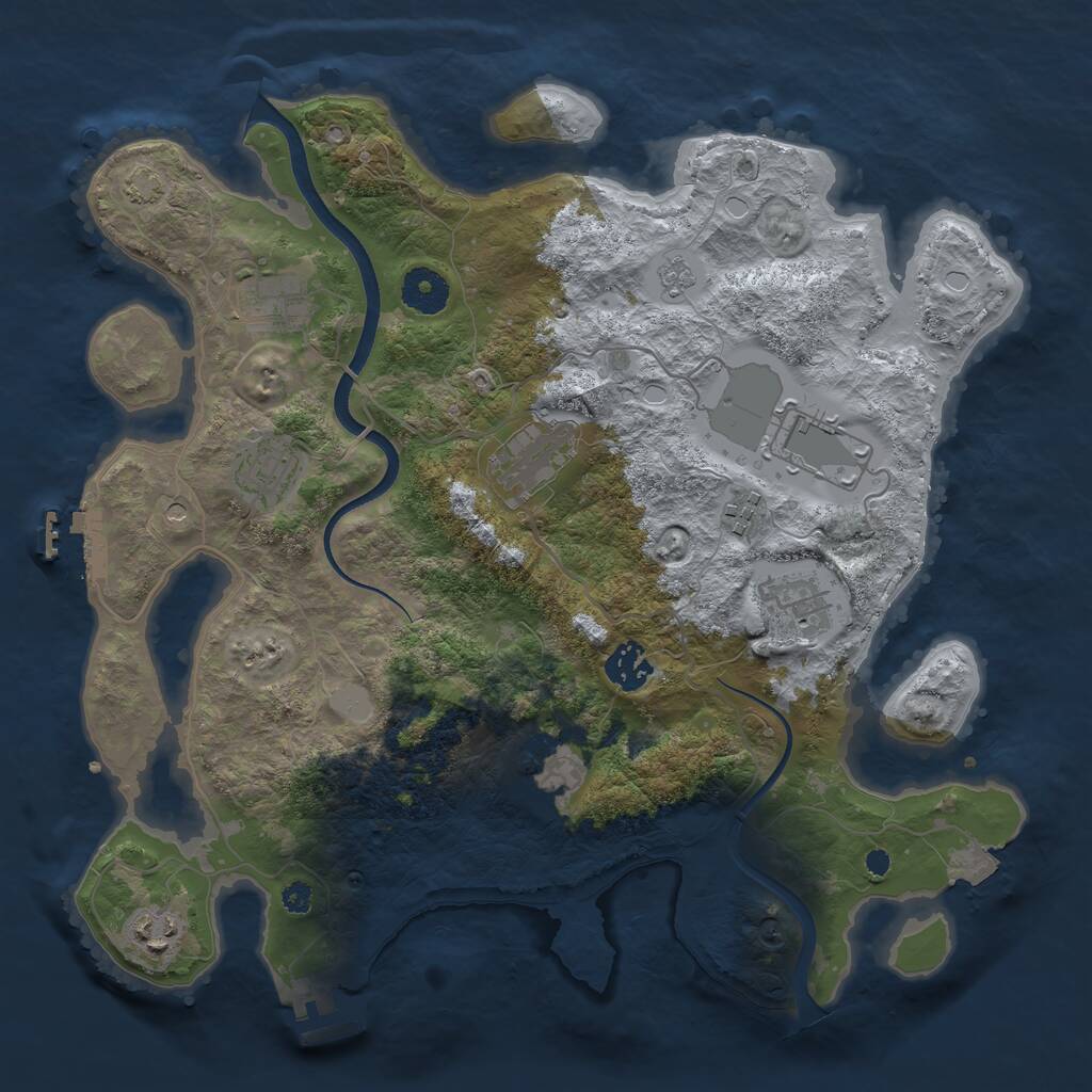 Rust Map: Procedural Map, Size: 3550, Seed: 46388662, 15 Monuments