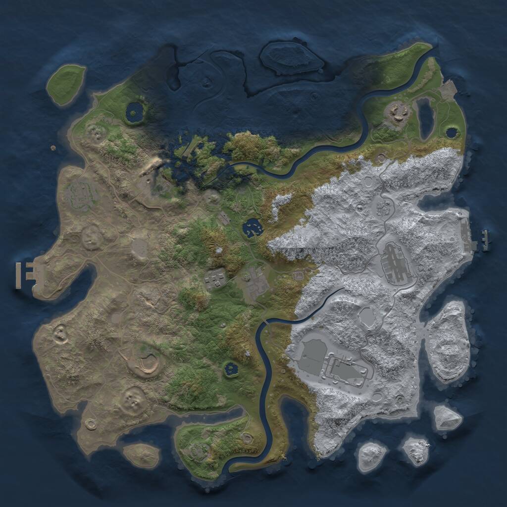 Rust Map: Procedural Map, Size: 3900, Seed: 1417316306, 15 Monuments