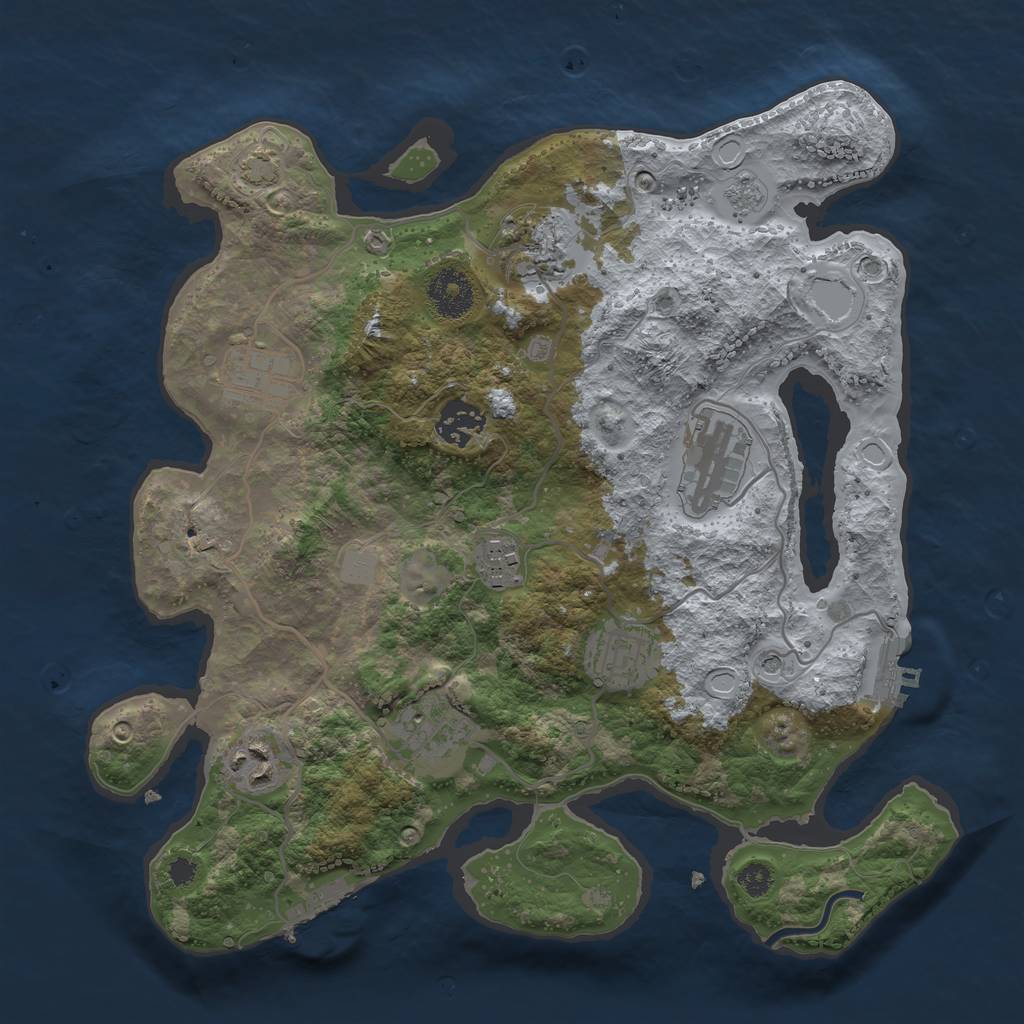 Rust Map: Procedural Map, Size: 3250, Seed: 1435537173, 16 Monuments