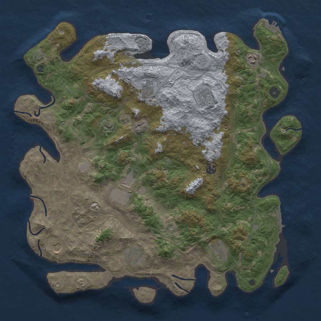 Rust Map: Procedural Map, Size: 4500, Seed: 1120932664, 18 Monuments