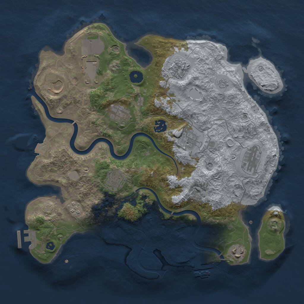 Rust Map: Procedural Map, Size: 3500, Seed: 1569976367, 16 Monuments