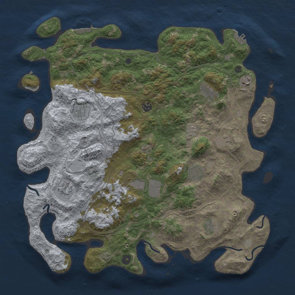 Rust Map: Procedural Map, Size: 4500, Seed: 23133762, 18 Monuments