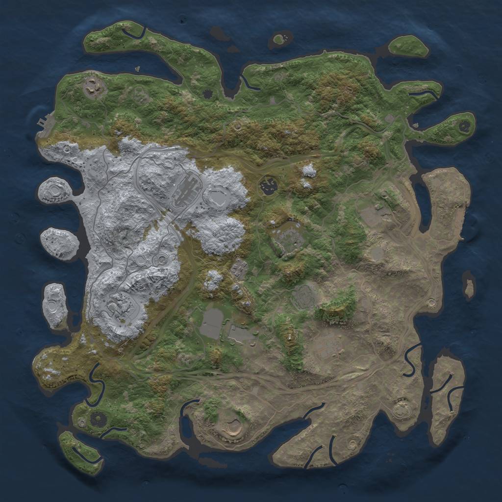 Rust Map: Procedural Map, Size: 4500, Seed: 535752111, 19 Monuments