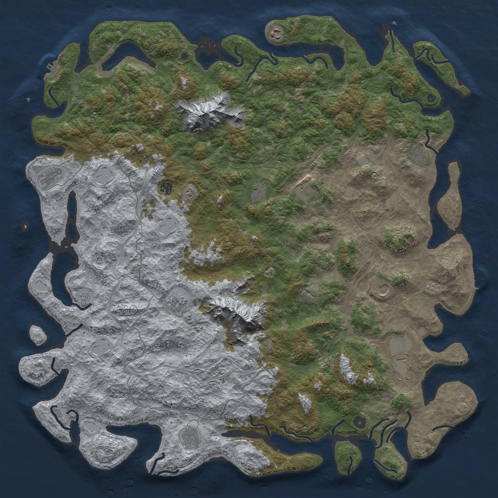Rust Map: Procedural Map, Size: 6000, Seed: 323169524, 19 Monuments