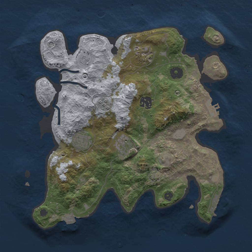 Rust Map: Procedural Map, Size: 3000, Seed: 16793, 12 Monuments