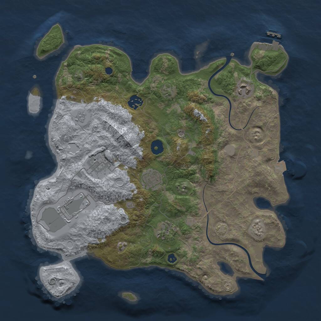 Rust Map: Procedural Map, Size: 3500, Seed: 971253981, 11 Monuments