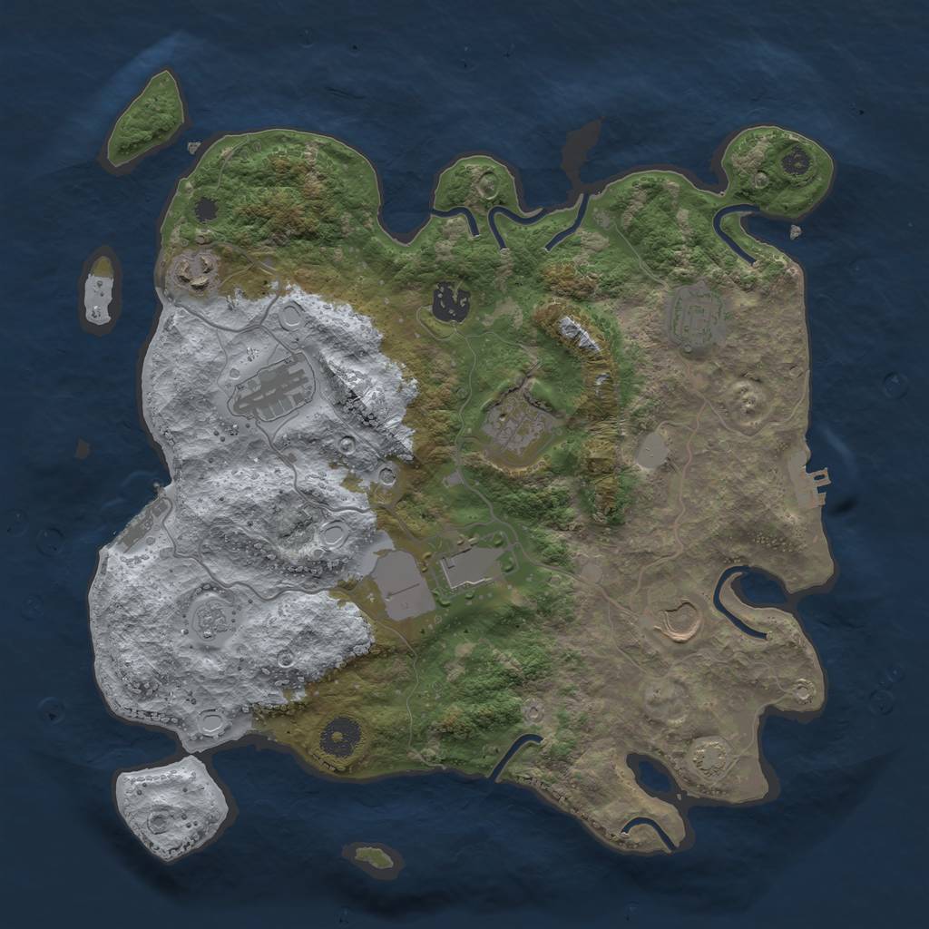Rust Map: Procedural Map, Size: 3500, Seed: 971253981, 15 Monuments