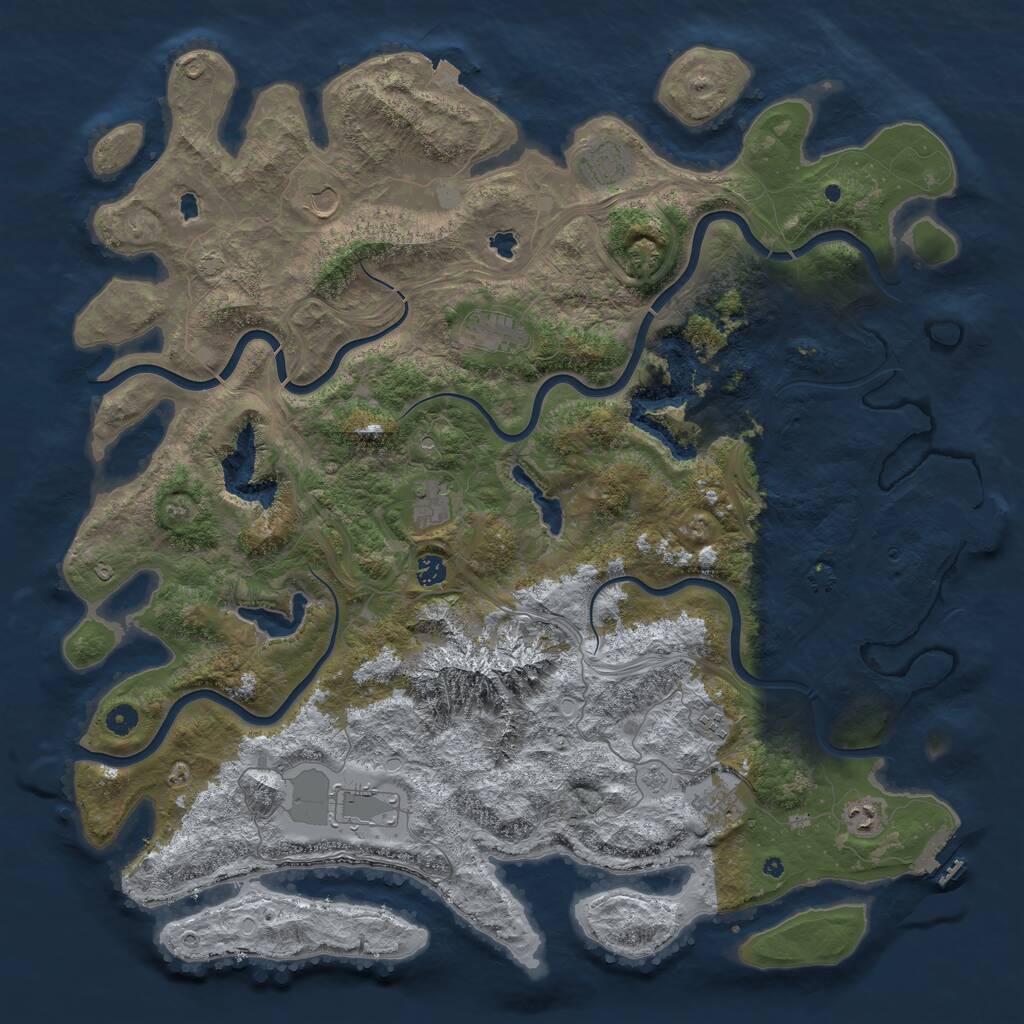 Rust Map: Procedural Map, Size: 5000, Seed: 1429347347, 15 Monuments