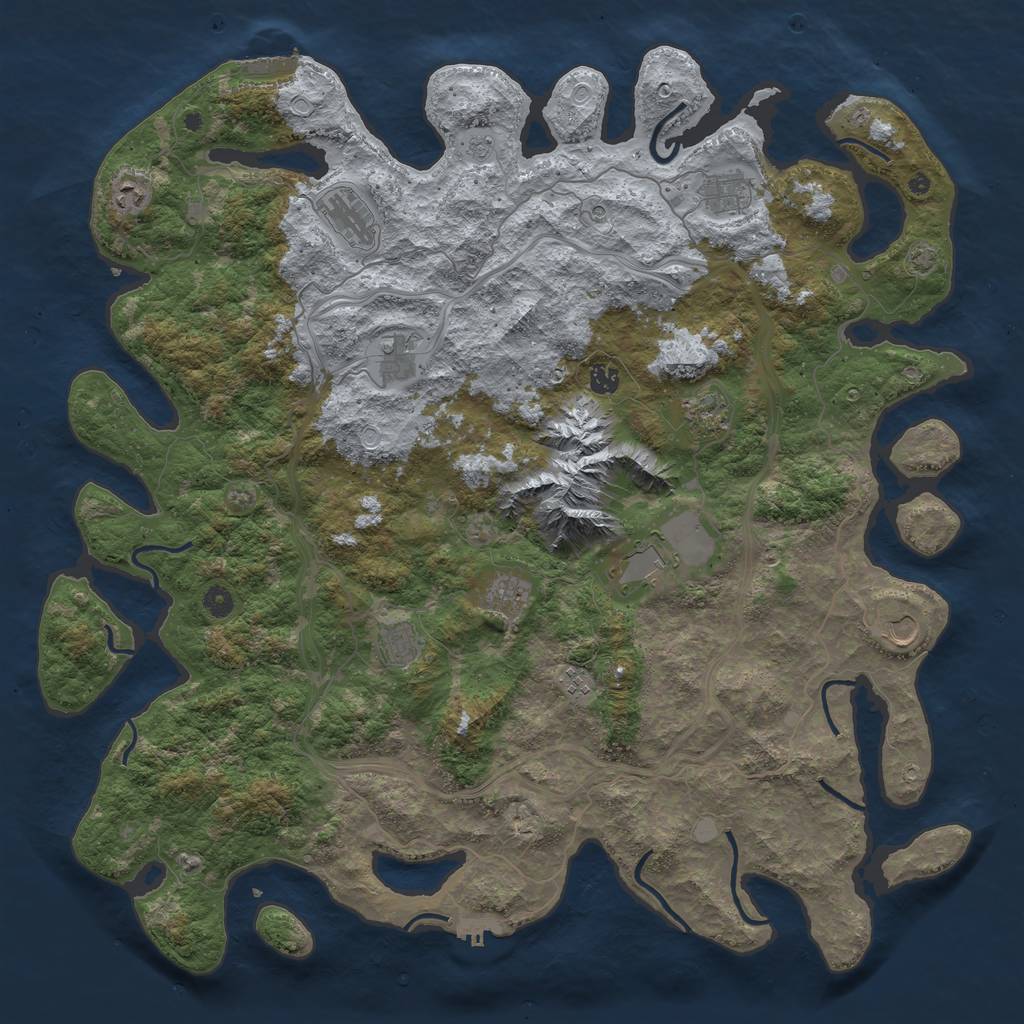 Rust Map: Procedural Map, Size: 5000, Seed: 597497411, 19 Monuments
