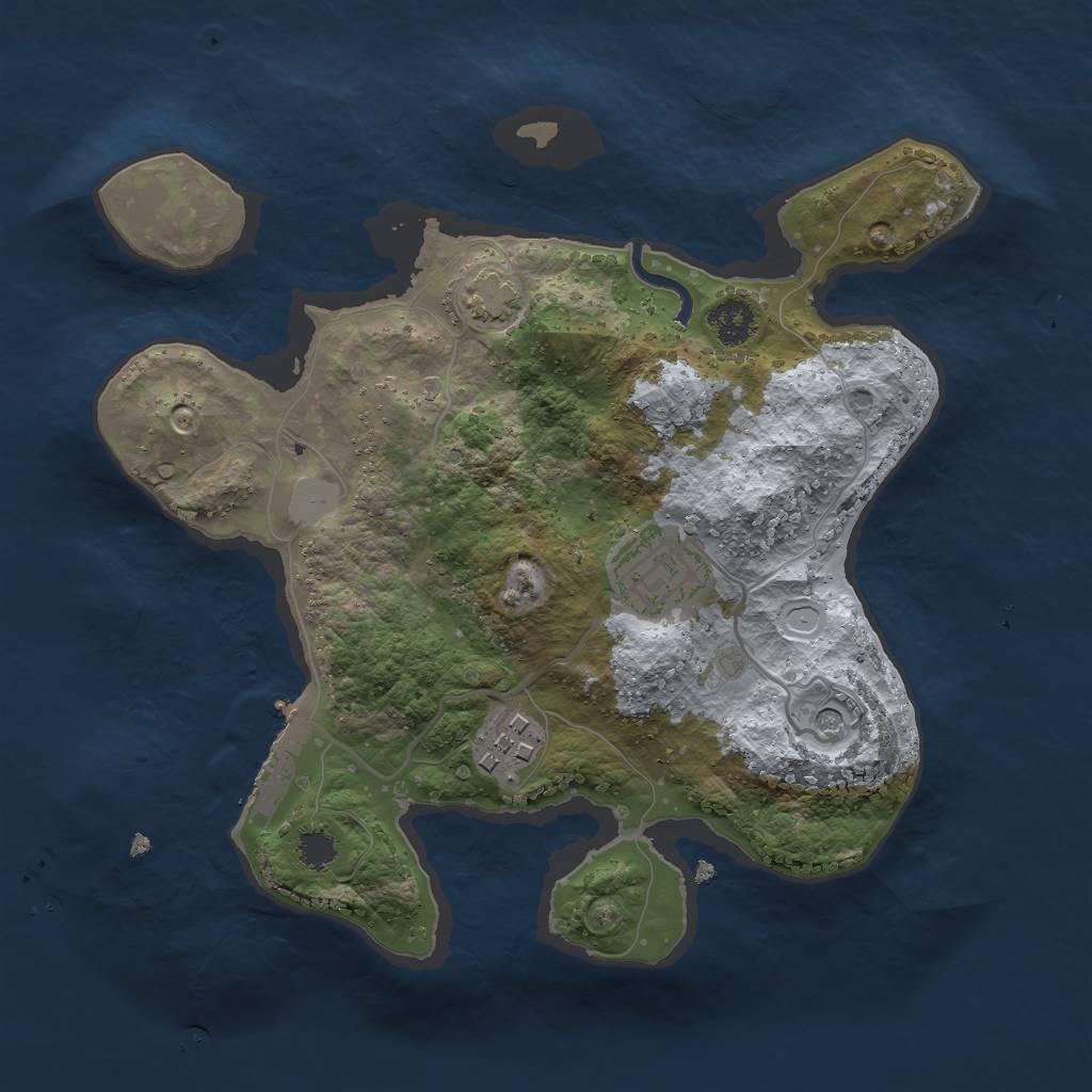 Rust Map: Procedural Map, Size: 2500, Seed: 1103860135, 8 Monuments