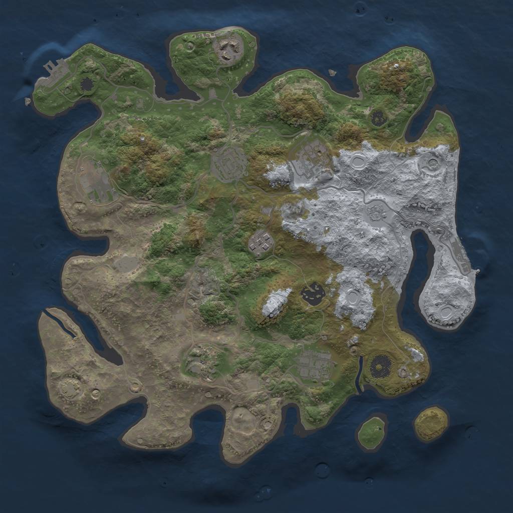 Rust Map: Procedural Map, Size: 3400, Seed: 1708350516, 16 Monuments