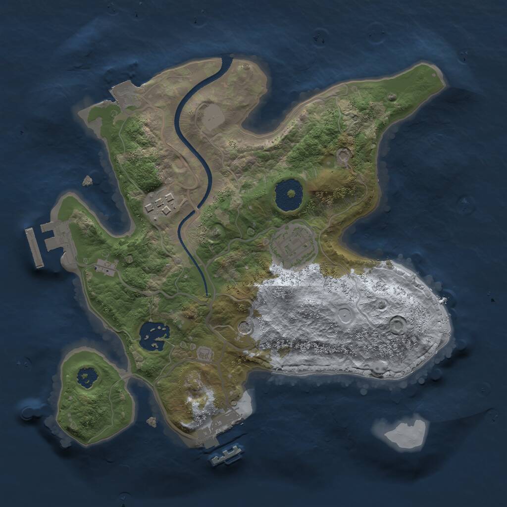 Rust Map: Procedural Map, Size: 2500, Seed: 731855831, 7 Monuments