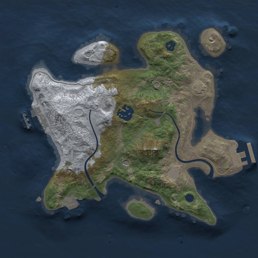 Rust Map: Procedural Map, Size: 2500, Seed: 1901354041, 6 Monuments