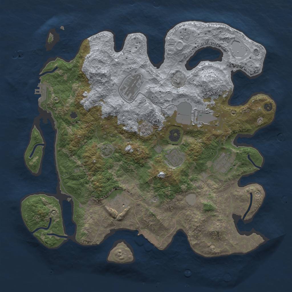 Rust Map: Procedural Map, Size: 3500, Seed: 22651521, 14 Monuments