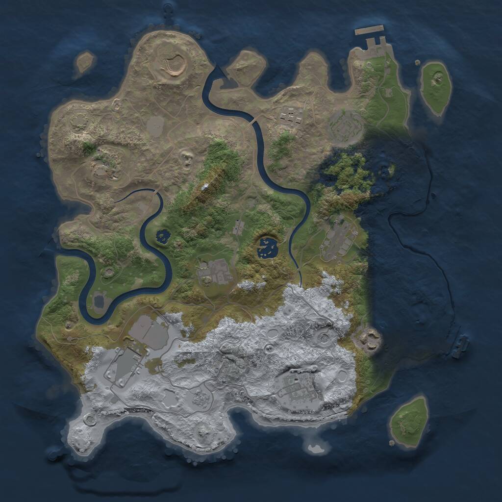 Rust Map: Procedural Map, Size: 3500, Seed: 624593038, 16 Monuments