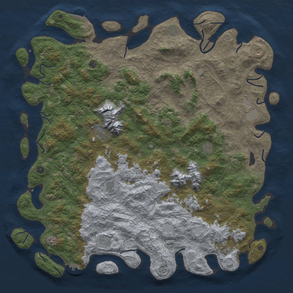 Rust Map: Procedural Map, Size: 6000, Seed: 878658250, 19 Monuments