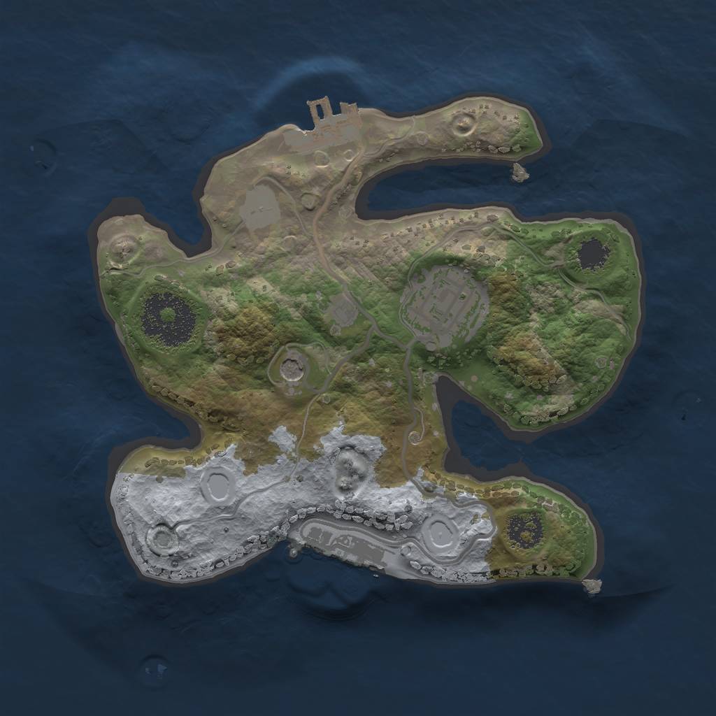 Rust Map: Procedural Map, Size: 2000, Seed: 1860173341, 7 Monuments