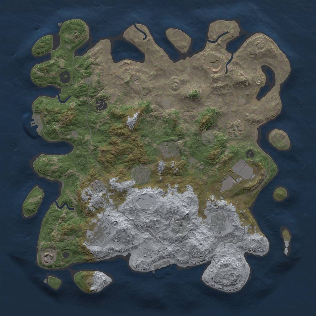 Rust Map: Procedural Map, Size: 4000, Seed: 54940017, 18 Monuments