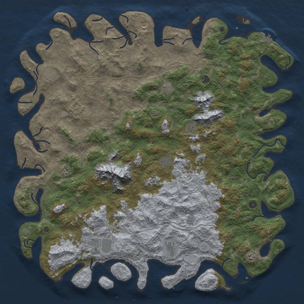 Rust Map: Procedural Map, Size: 6000, Seed: 51423774, 19 Monuments