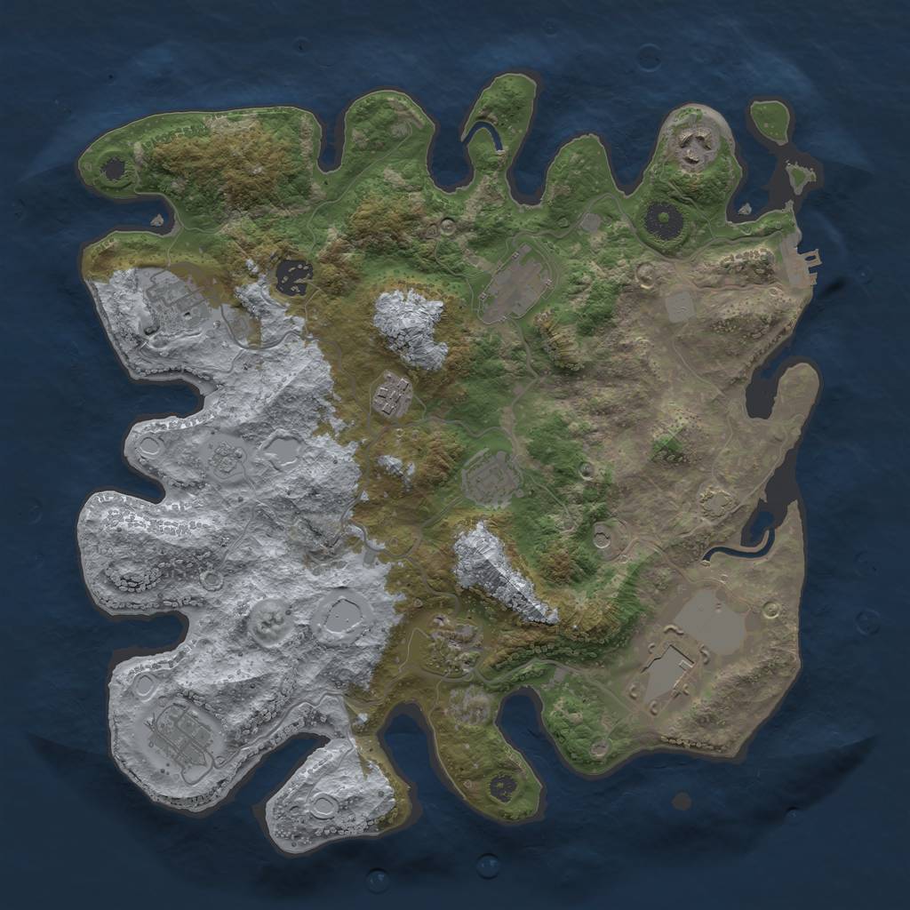 Rust Map: Procedural Map, Size: 3550, Seed: 22947412, 16 Monuments