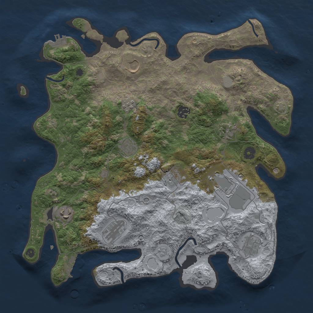 Rust Map: Procedural Map, Size: 3750, Seed: 10967007, 18 Monuments