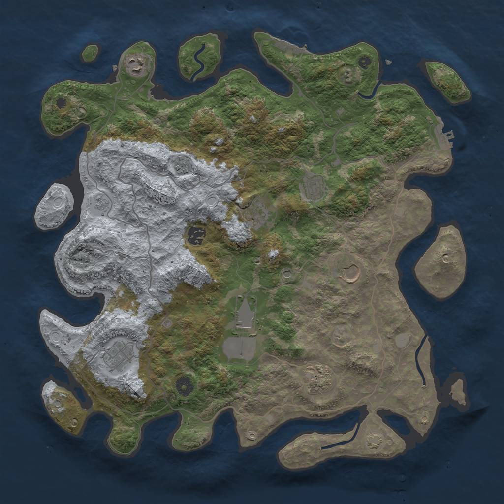 Rust Map: Procedural Map, Size: 4100, Seed: 27844895, 17 Monuments