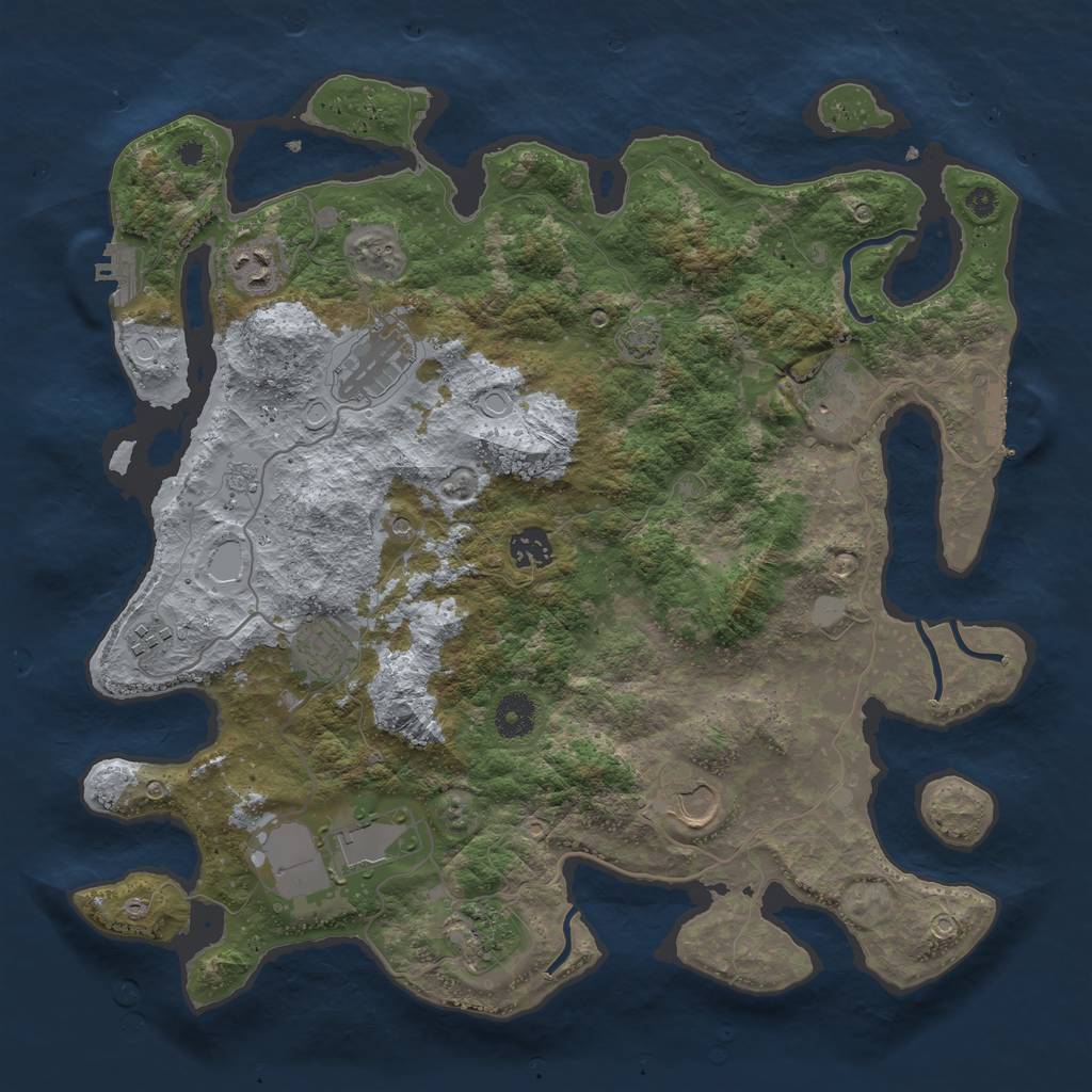 Rust Map: Procedural Map, Size: 3800, Seed: 47194570, 17 Monuments