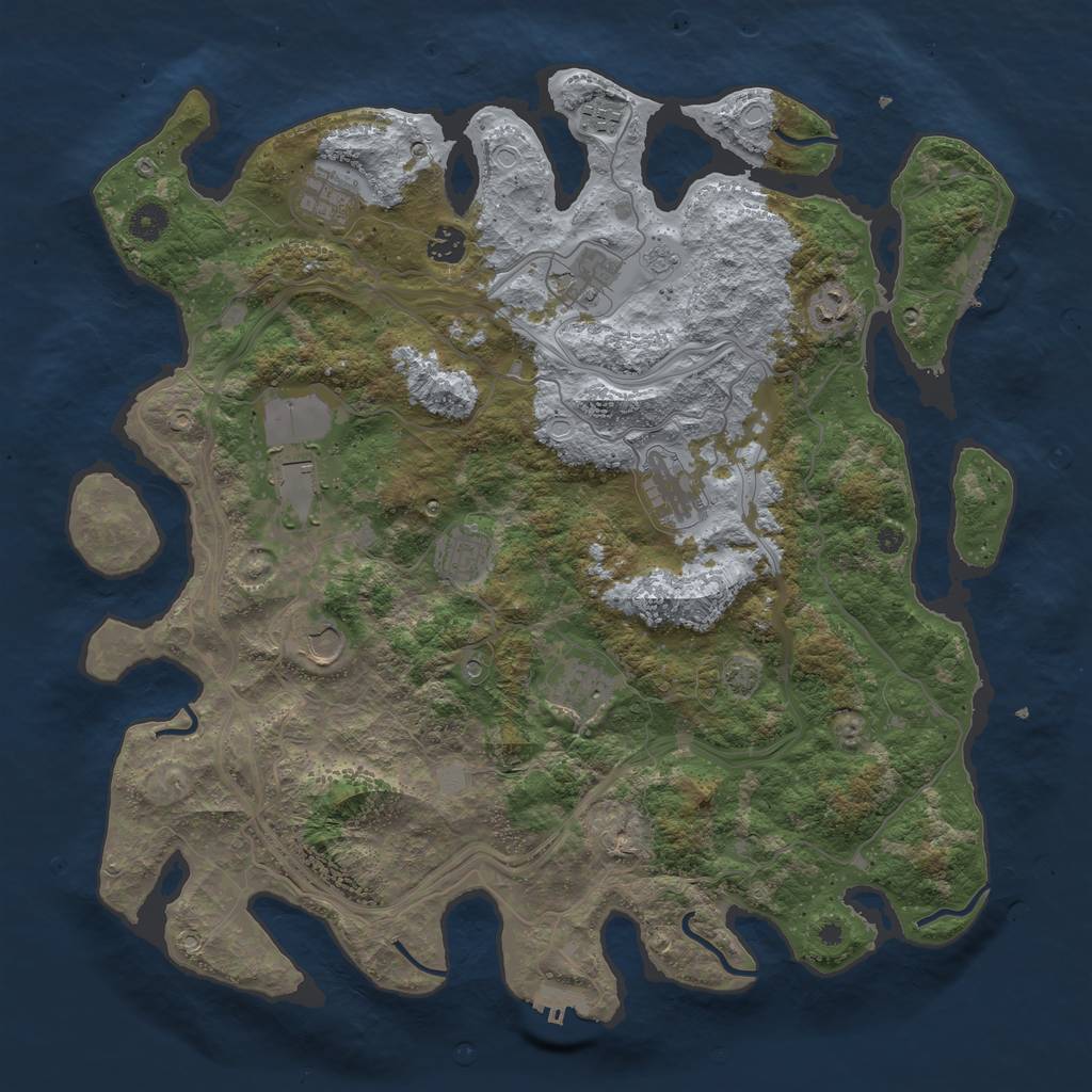 Rust Map: Procedural Map, Size: 4300, Seed: 70180347, 18 Monuments