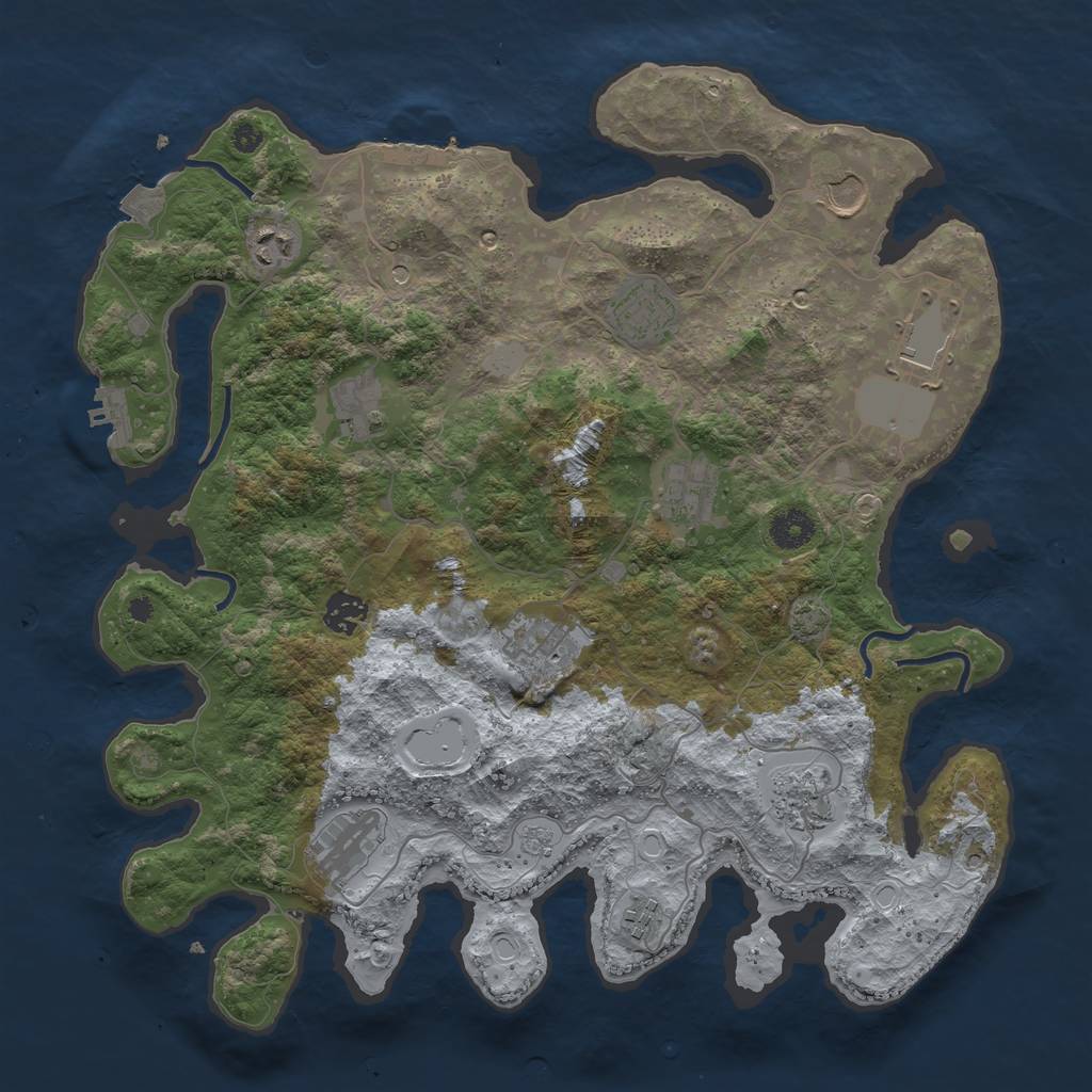 Rust Map: Procedural Map, Size: 3850, Seed: 52308541, 19 Monuments