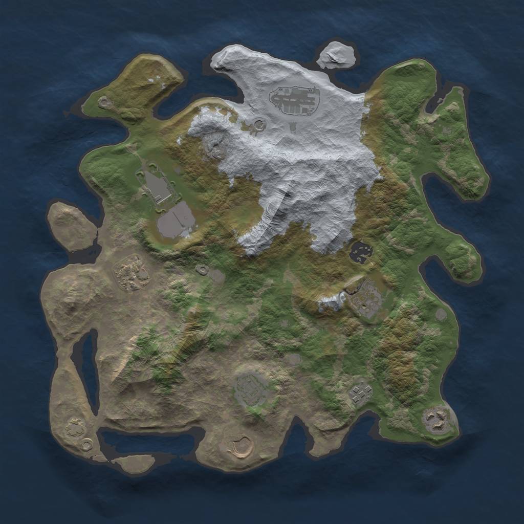 Rust Map: Barren, Size: 3600, Seed: 12270103, 13 Monuments