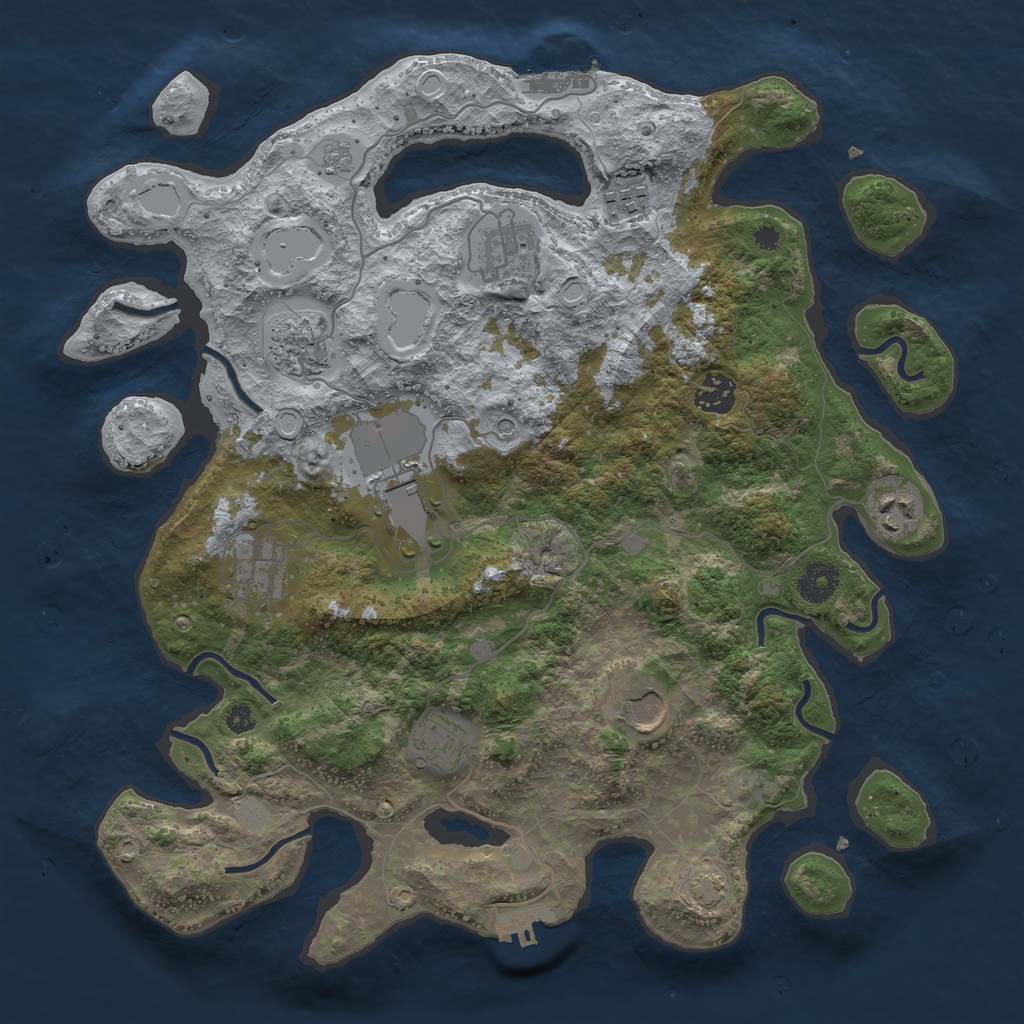 Rust Map: Procedural Map, Size: 3700, Seed: 46591163, 17 Monuments