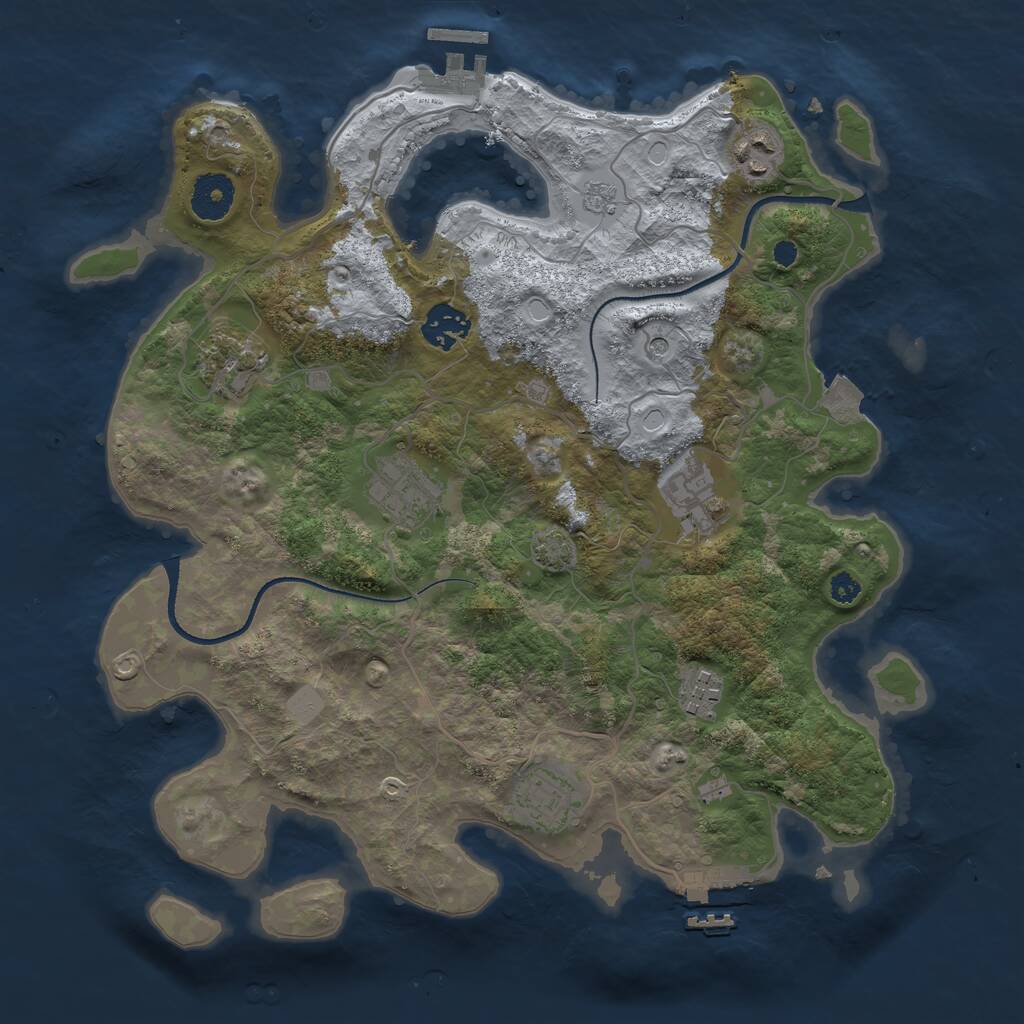Rust Map: Procedural Map, Size: 3400, Seed: 45236776, 13 Monuments