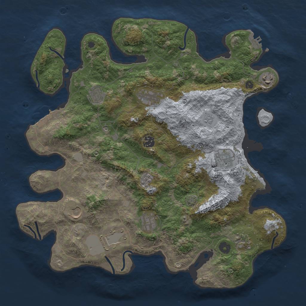 Rust Map: Procedural Map, Size: 3950, Seed: 21274888, 18 Monuments