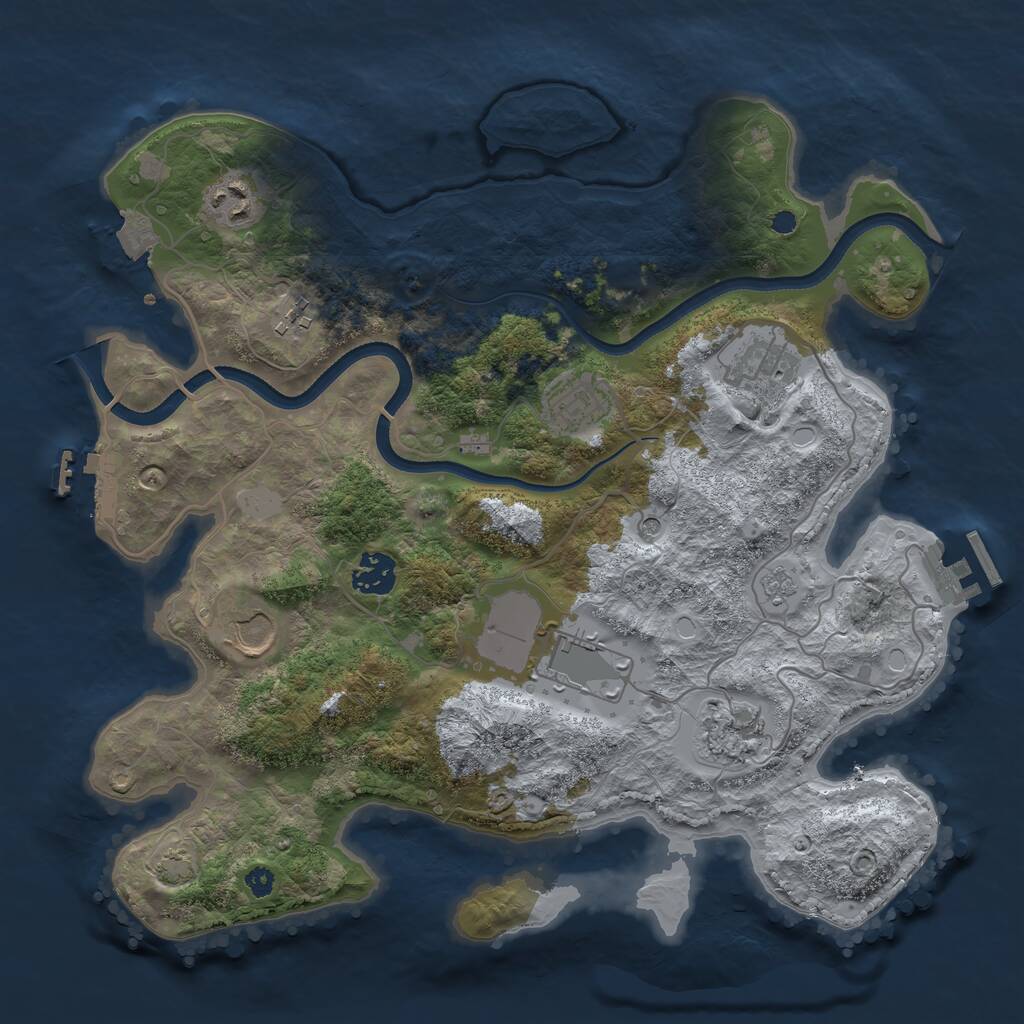 Rust Map: Procedural Map, Size: 3500, Seed: 1952182076, 14 Monuments