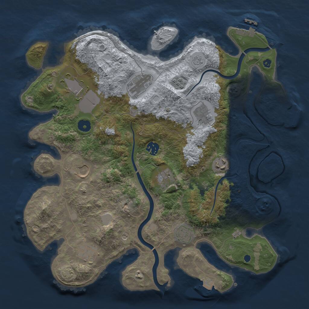 Rust Map: Procedural Map, Size: 3650, Seed: 92981425, 16 Monuments