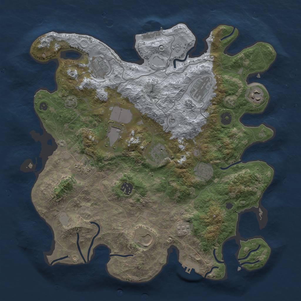 Rust Map: Procedural Map, Size: 3700, Seed: 394965, 18 Monuments