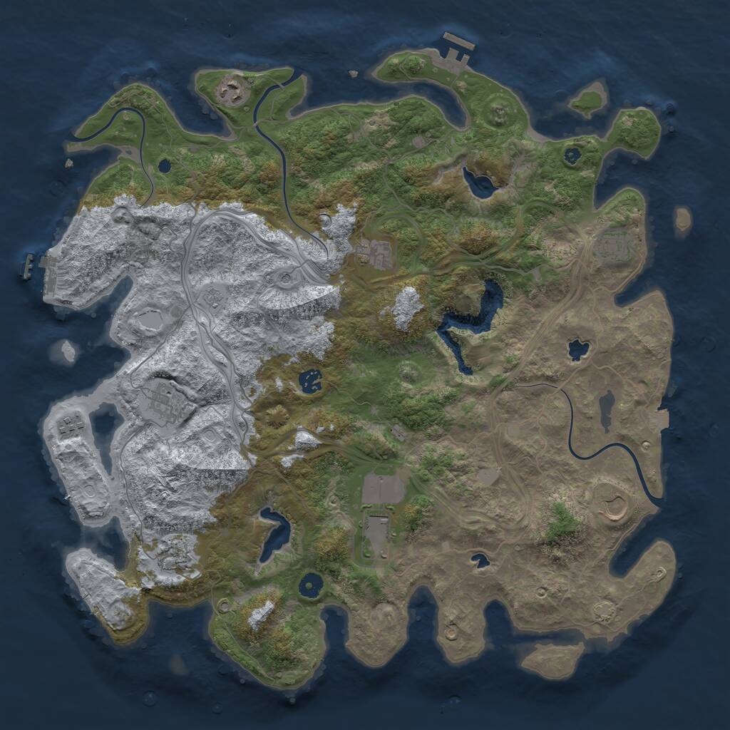 Rust Map: Procedural Map, Size: 4500, Seed: 1394090276, 15 Monuments