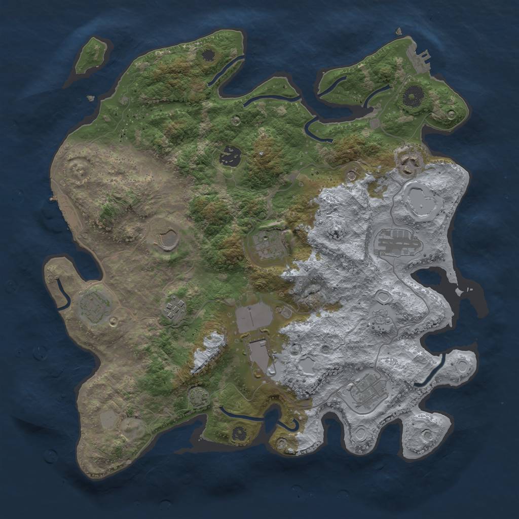 Rust Map: Procedural Map, Size: 3650, Seed: 12046627, 17 Monuments