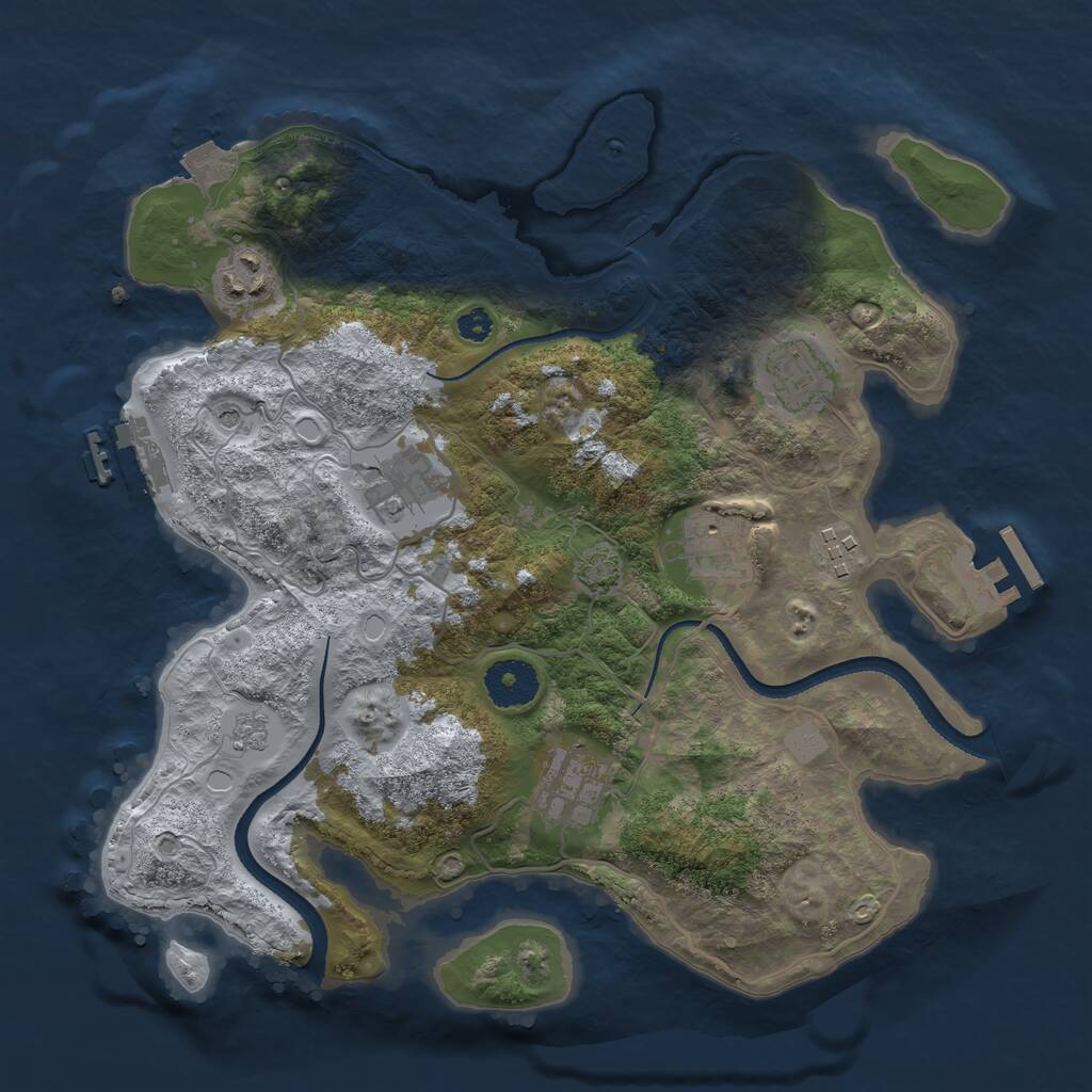 Rust Map: Procedural Map, Size: 3250, Seed: 762466962, 12 Monuments